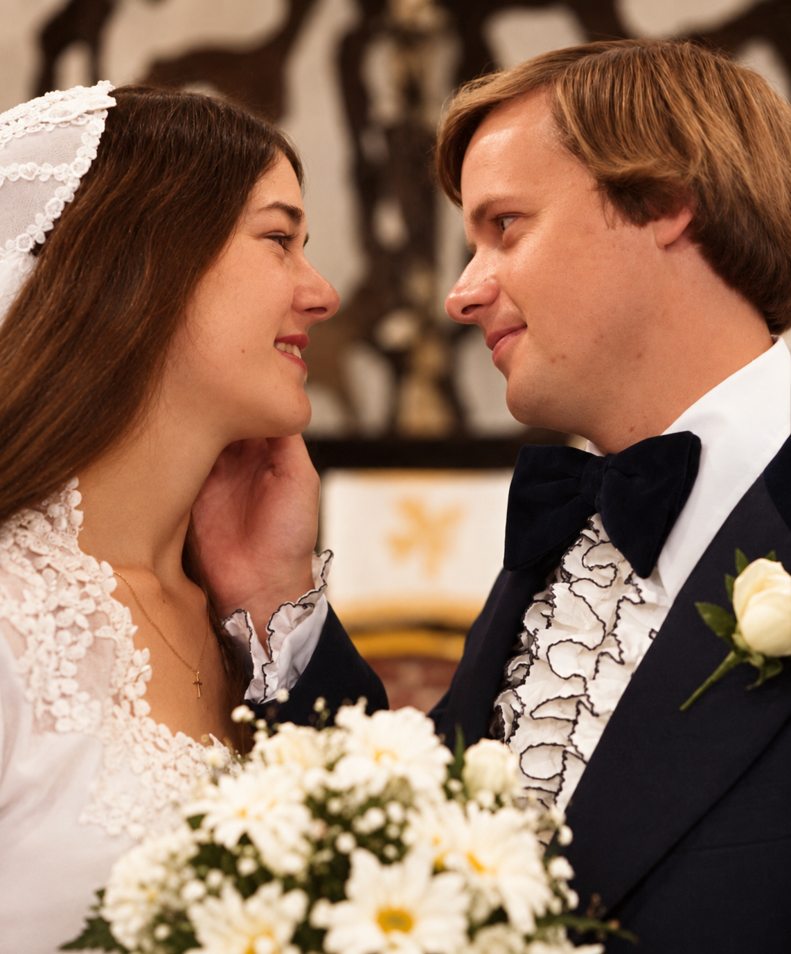 Cindy and Ray in the church on their wedding day