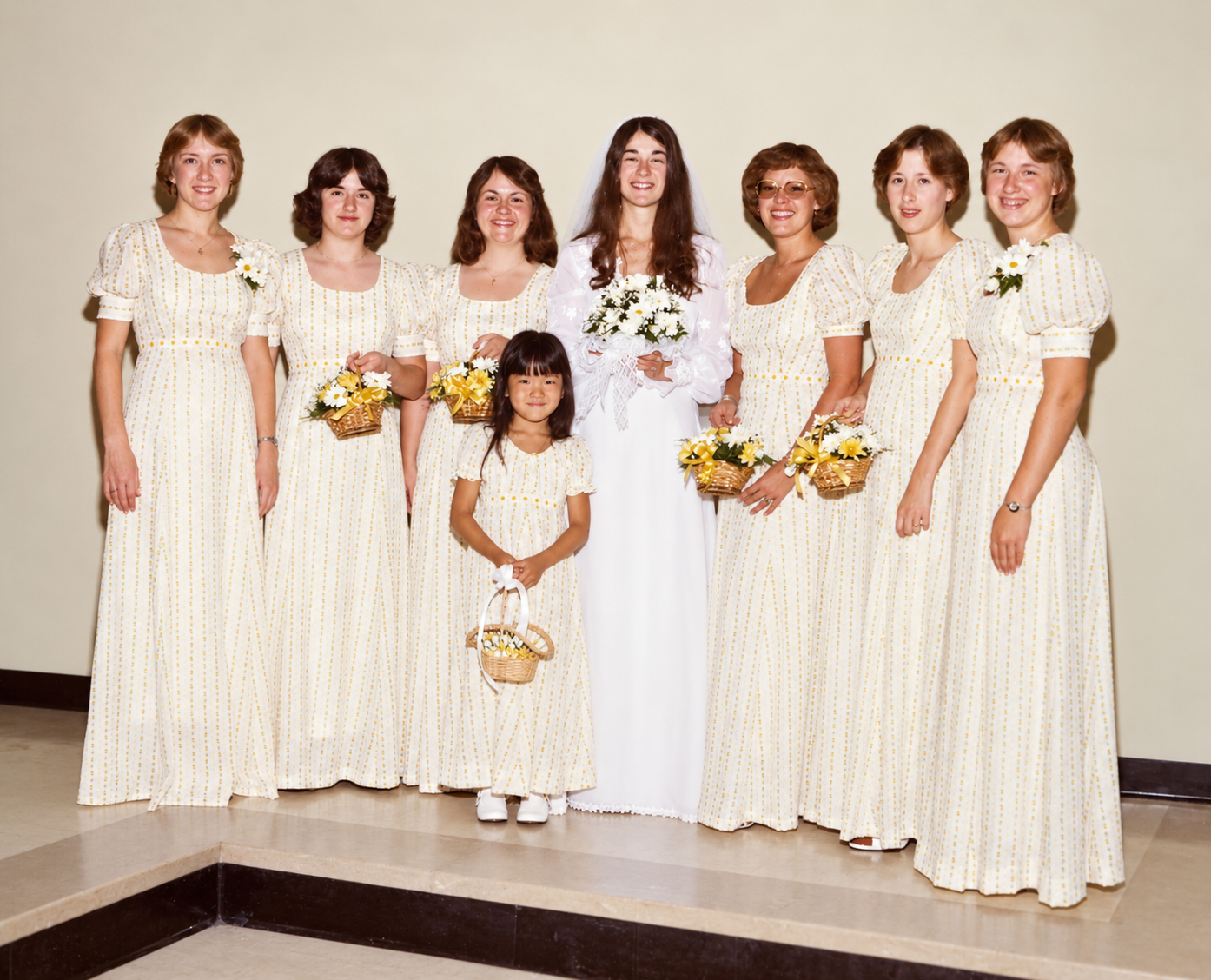 The wedding party gathered for a portrait