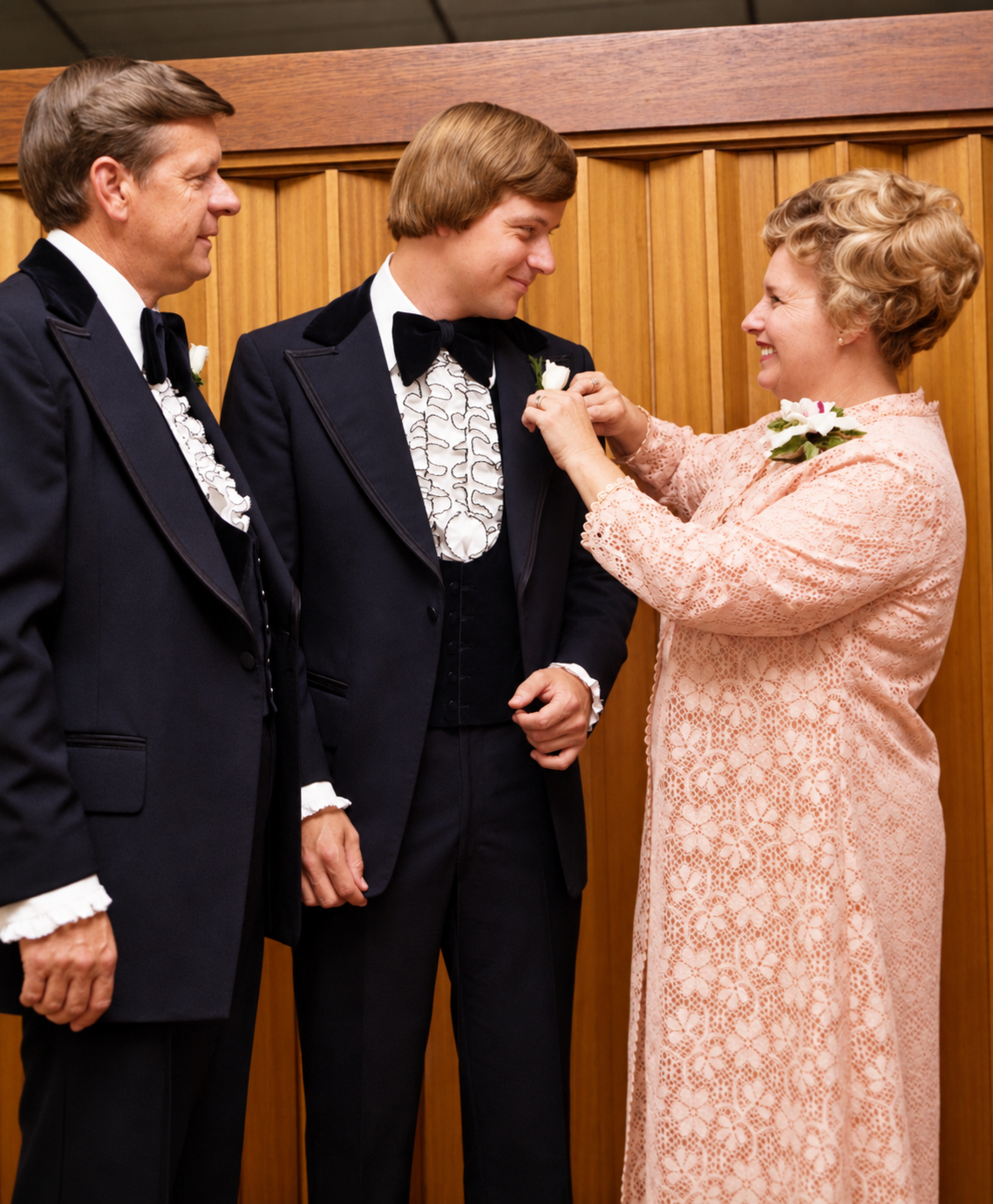 A boutonniere moment at the wedding reception