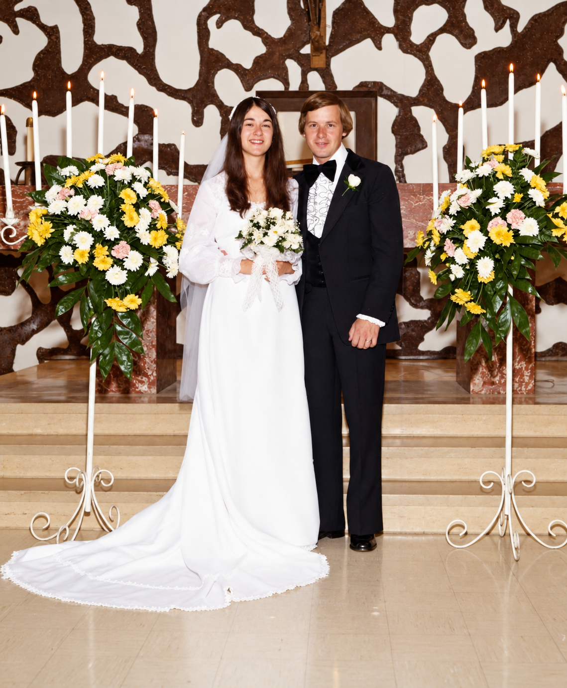 Cindy and Ray posing in the chapel