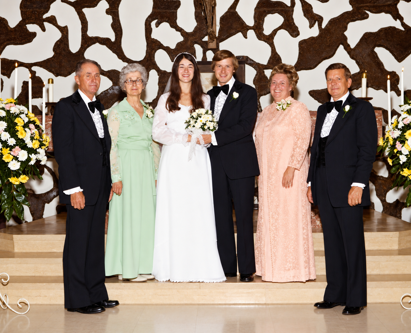 Cindy and Ray with family and friends at the church