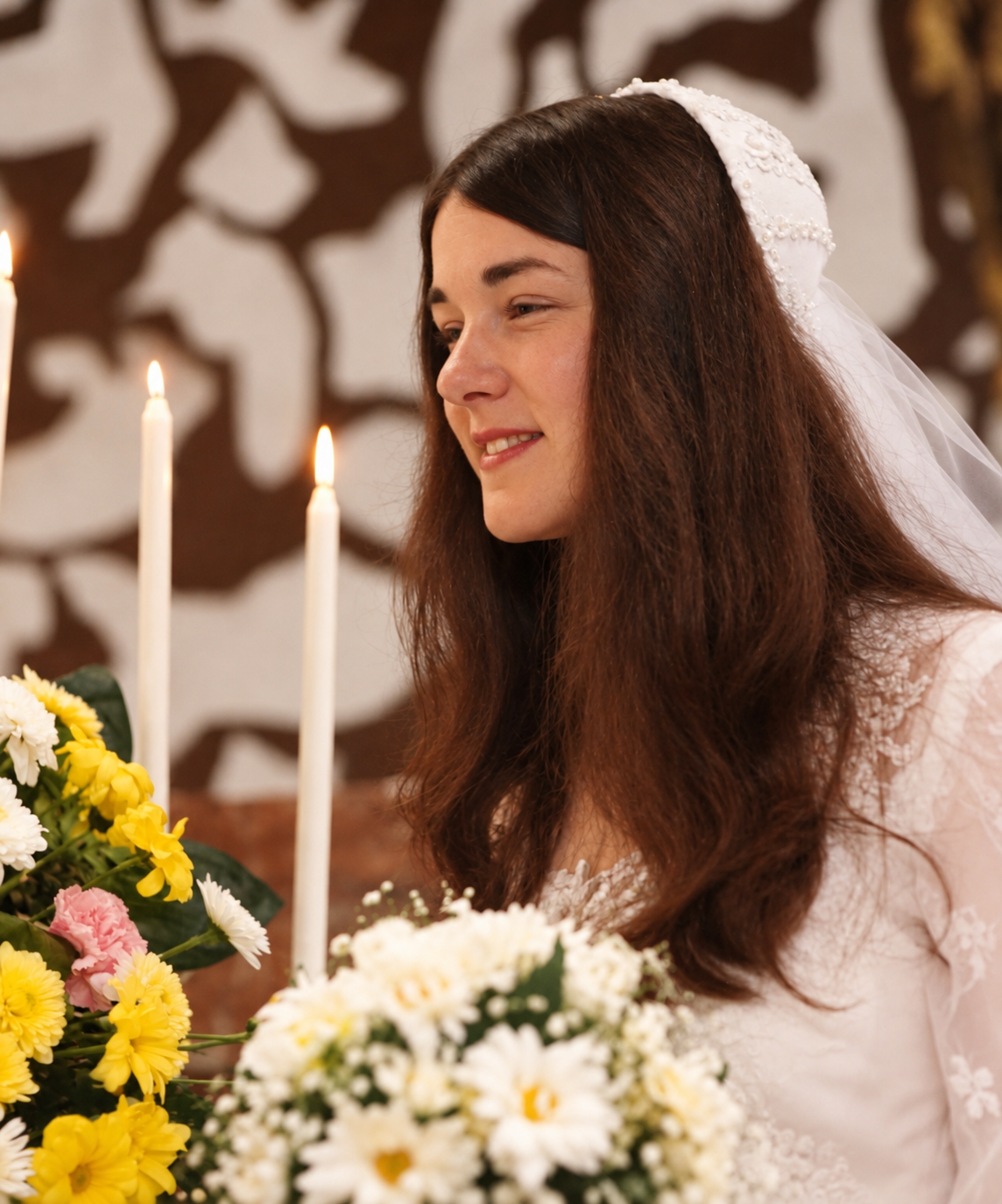 Cindy in a candlelit bridal portrait